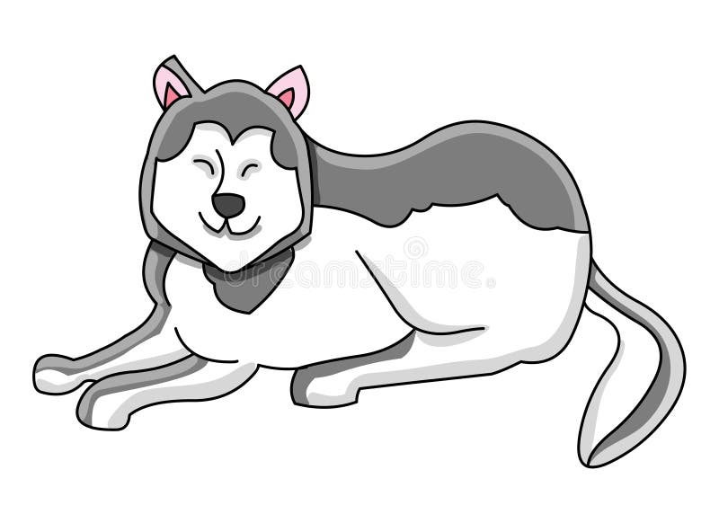 Cartoon illustration of a Husky dog. Cartoon illustration of a Husky dog