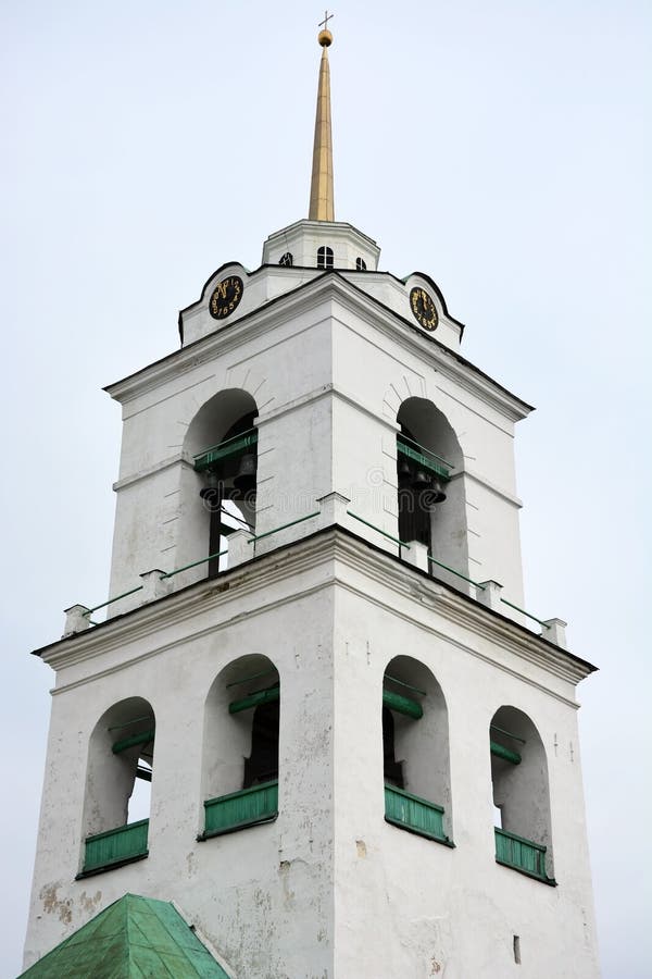 Pskov Krom- Belltower closeup. Pskov city, Russia