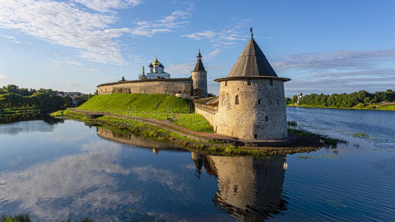 Pskov Krom or Kremlin. Pskova and Velikaya river. Pskov, Russia