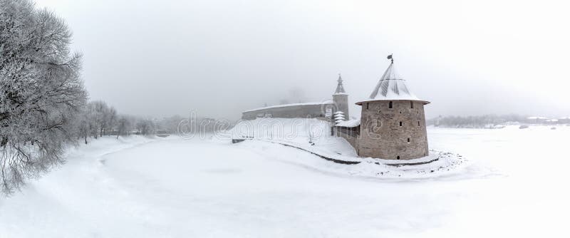 Pskov Krom (Kremlin) on a winter morning