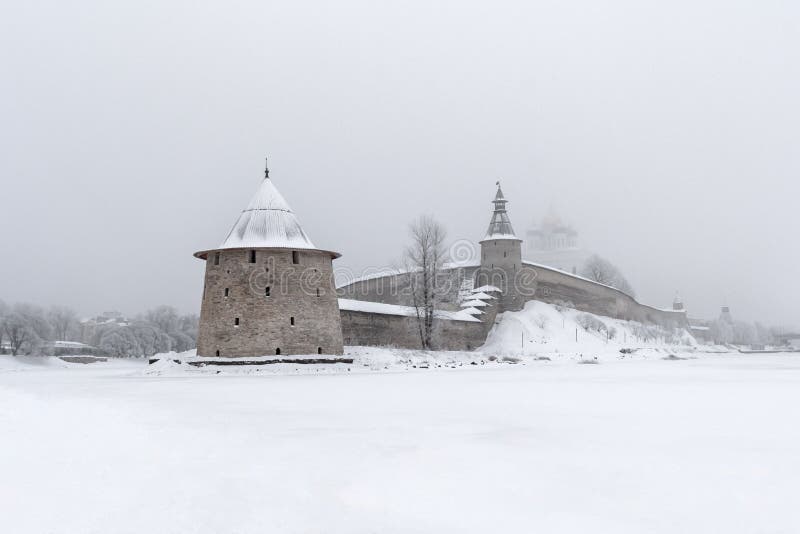 Pskov Krom (Kremlin) on a winter morning