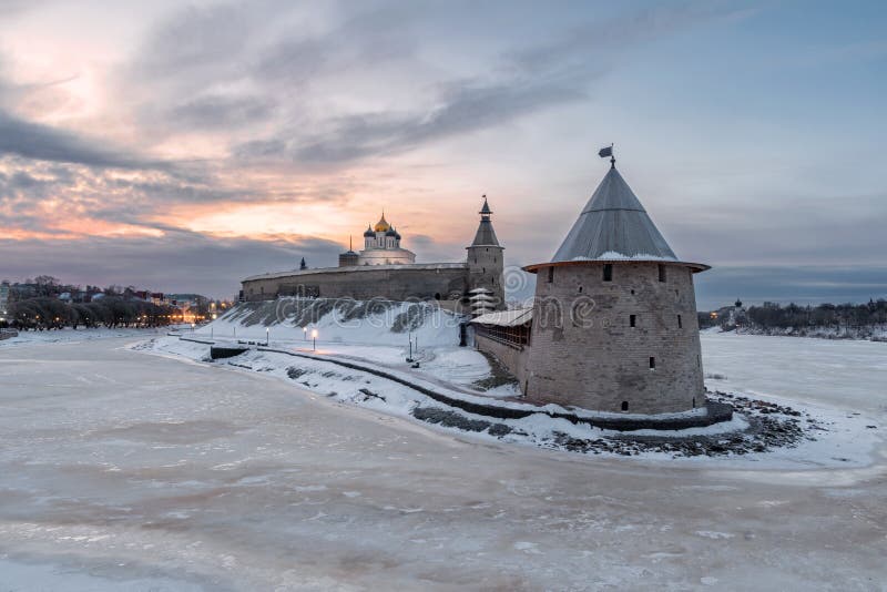 Pskov Krom (Kremlin) on a winter morning