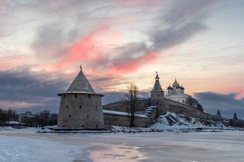 Pskov Krom (Kremlin) on a winter morning