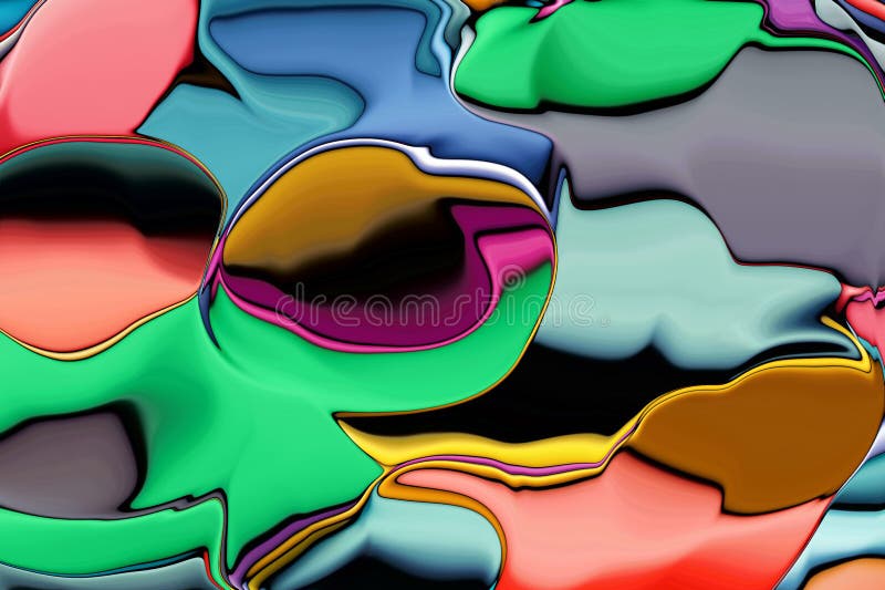Psychedelic Abstract Shapes Wallpaper: Vibrant Swirling Colors and Trippy Fluid Motion for a Bold, Dynamic Look stock illustration
