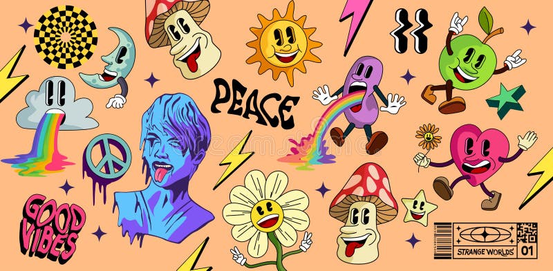 Psychedelic Acid Cartoon Character Collection