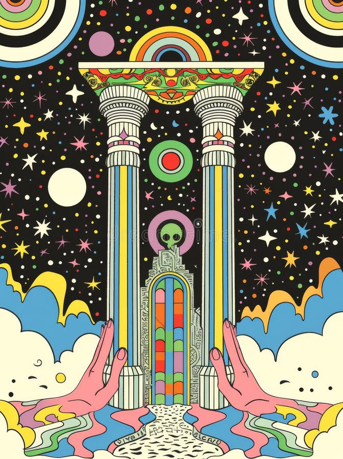 Psychedelic Cosmic Gateway Illustration stock photo