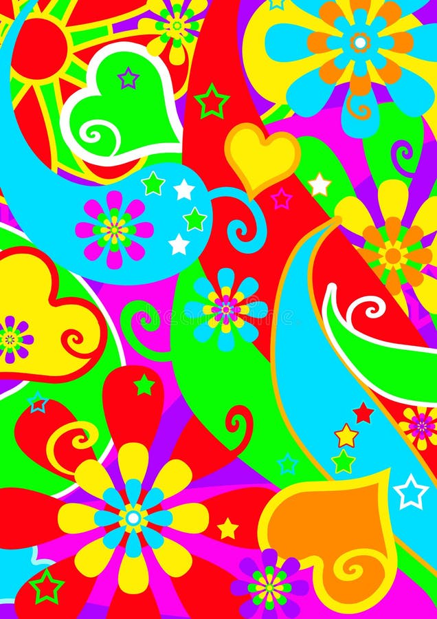 Funky psychedelic banner stock illustration. Illustration of hippie ...