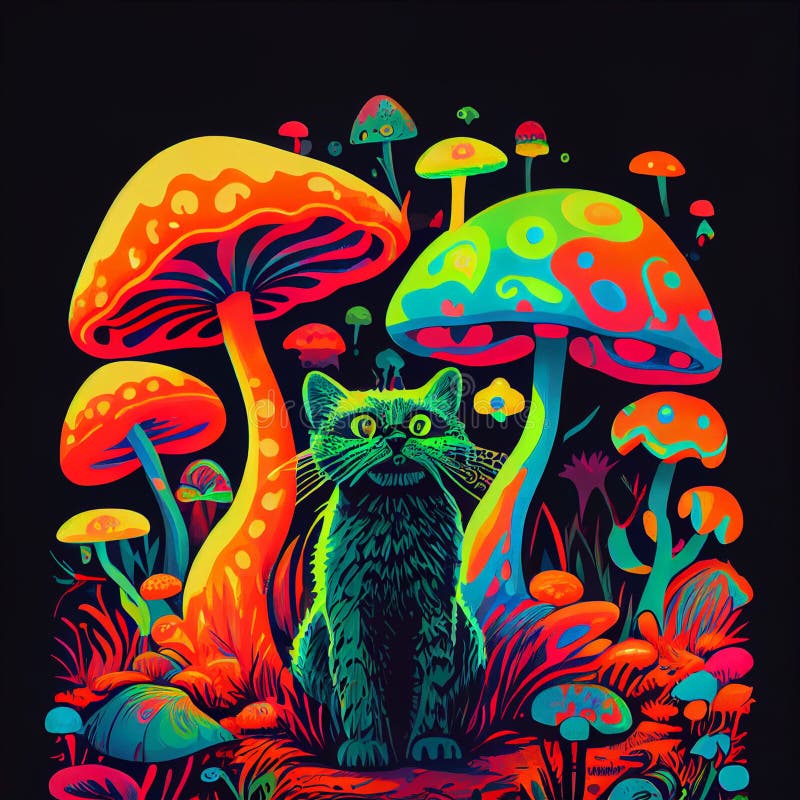 Trippy Psychedelic Vibes Mushroom Kittens Pop Art Cat Shirt Trippy Psychedelic Vibes Mushroom Kittens Pop Art Cat Shirt