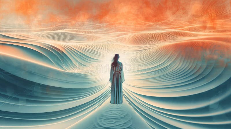 Psychic waves experimentation, psychedelia, and bold mental, emotional, and spiritual journey, journey into wellness with psychic waves, Generative AI illustration.