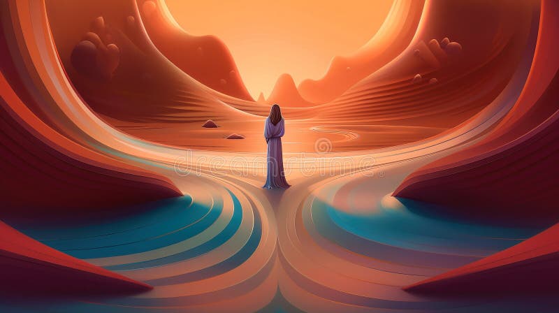 Psychic waves experimentation, psychedelia, and bold mental, emotional, and spiritual journey, journey into wellness with psychic waves, Generative AI illustration.