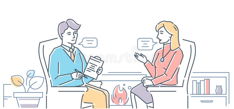Psychologe - moderne Linie Entwurfsart-Vektorillustration lizenzfreie abbildung Psychologe - moderne Linie Entwurfsart-Vektorillustration lizenzfreie abbildung