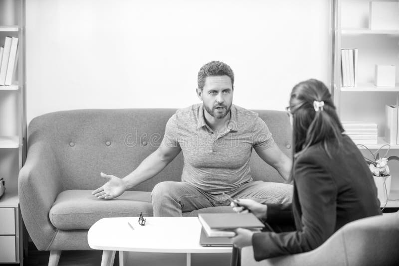 Psychologist Give Therapy Help for Man, Session Stock Photo Image of