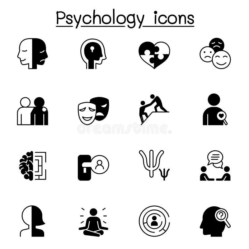 Psychology Icons Set Vector Illustration Graphic Design Stock