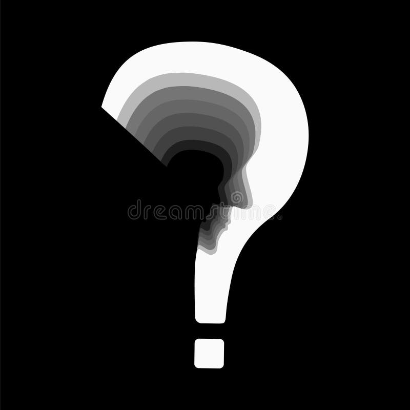 Psychology Problem Question Mark with Profile Concept Stock Vector