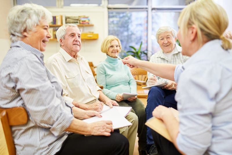Psychotherapist and Seniors in Group Therapy Stock Image Image of