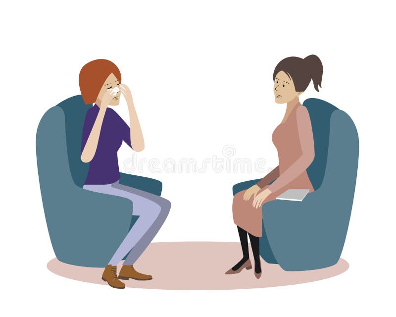 Psychotherapy Session Vector Illustration. Woman Psychologist And Woman  Patient, Society Psychiatry Concept Stock Vector - Illustration of care,  doctor: 164921511