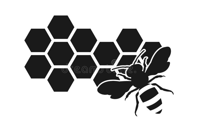 Pszczoły ikona lub sylwetka, honeycomb ilustracja wektor