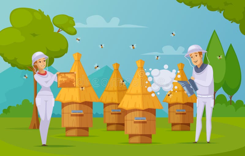 Pszczoły Rolna Miodowa Zbieracka kreskówka royalty ilustracja Pszczoły Rolna Miodowa Zbieracka kreskówka royalty ilustracja