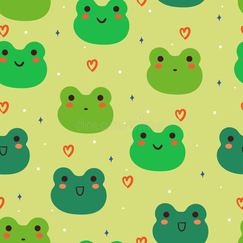 Seamless Pattern Cartoon Frog. Cute Wallpaper for Kids, Gift Wrap Paper ...