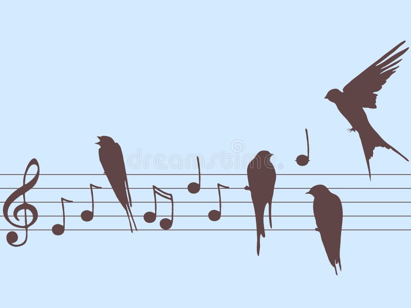 Vector illustration of music notes with birds. Vector illustration of music notes with birds