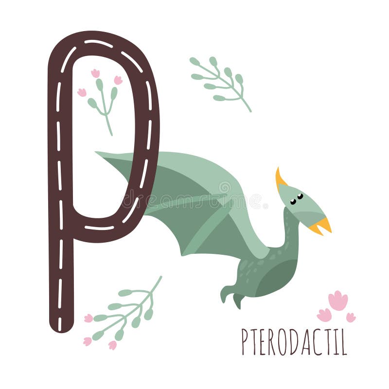  P with Reptile  Drawn Cute Predator   Prehistoric  Alphabet Stock Vector -  Illustration of doodle, ancient: 222111949