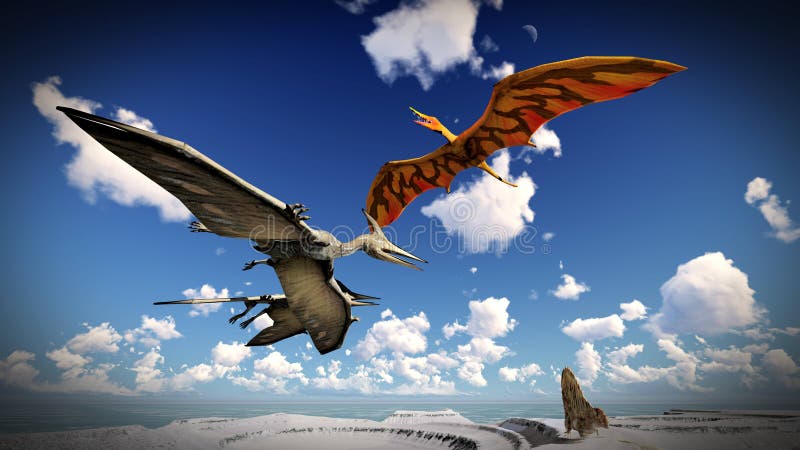 Pterodátilo do voo sobre a ilustração da terra 3d ilustração royalty free Pterodátilo do voo sobre a ilustração da terra 3d ilustração royalty free
