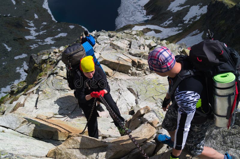 PTrail van kettingen Tatransky narodny park Tatry Vysoke polen 06/10/2017 stock fotografie PTrail van kettingen Tatransky narodny park Tatry Vysoke polen 06/10/2017 stock fotografie