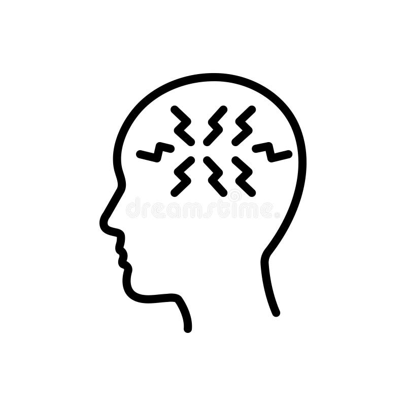 Black line icon for Ptsd, post traumatic and stress royalty free illustration