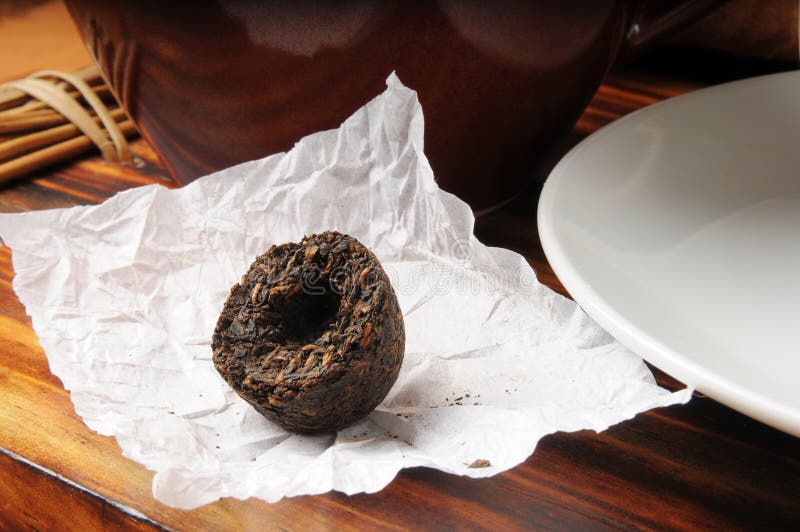 Pu erh tea stock image. Image of saucer, button, healthy 27154065