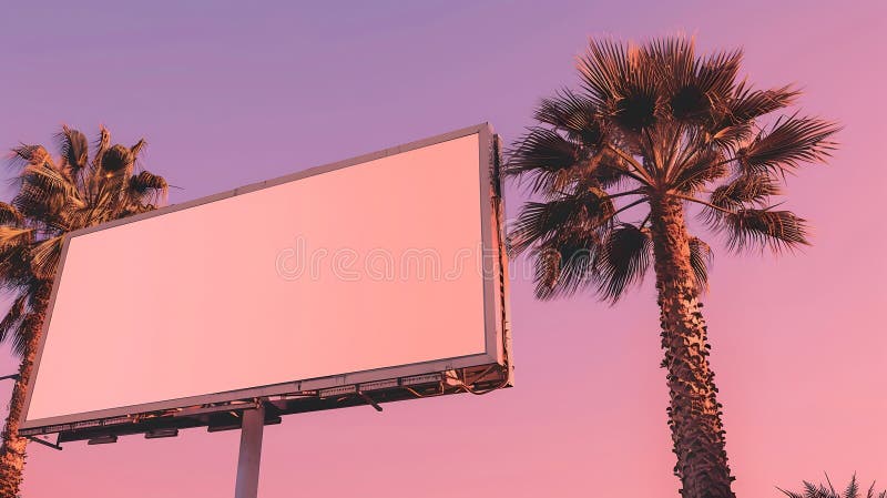 Generative AI : Outdoor billboard advertisement in seaside resort city with palms mockup business concept. Generative AI : Outdoor billboard advertisement in seaside resort city with palms mockup business concept.