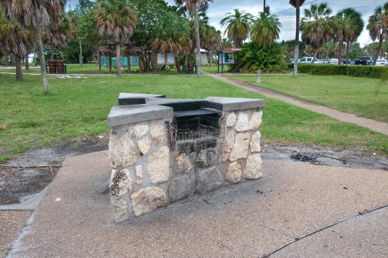 Barbecue Grill at Public Park Stock Image Image of heat, grilled