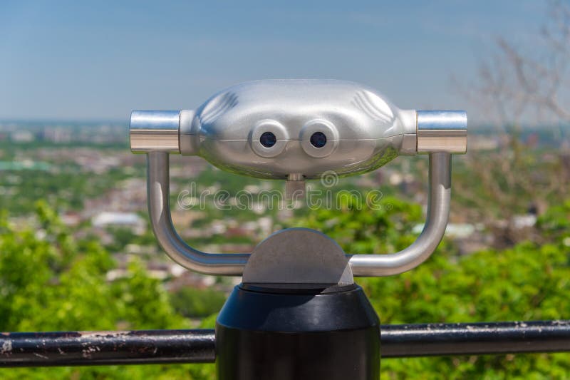 Public Binoculars and Montreal Skyline Stock Photo Image of coin