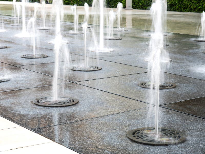 Public Fountain with Water Splash Stock Image Image of flooring, fall