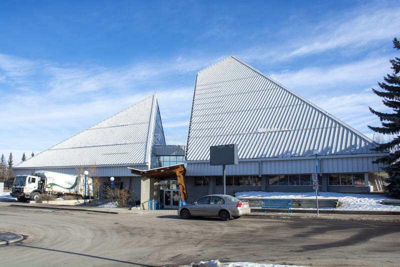 Public Library with Modern Glass Pyramid-style Architecture royalty free stock photos