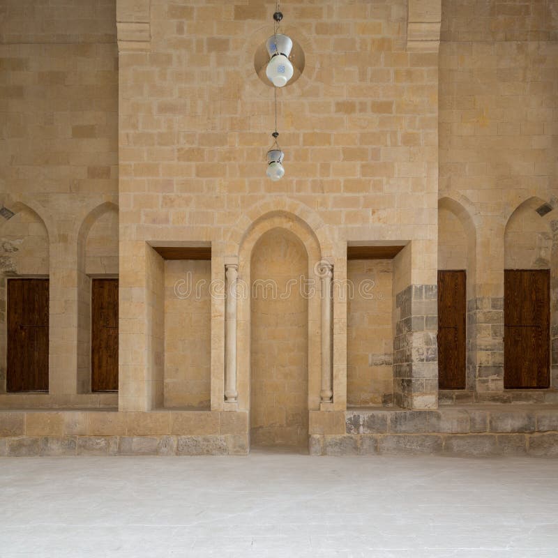 Public Mosque attached to Al-Muayyedi Bimaristan historic building, Darb Al Labana district, Old Cairo, Egypt