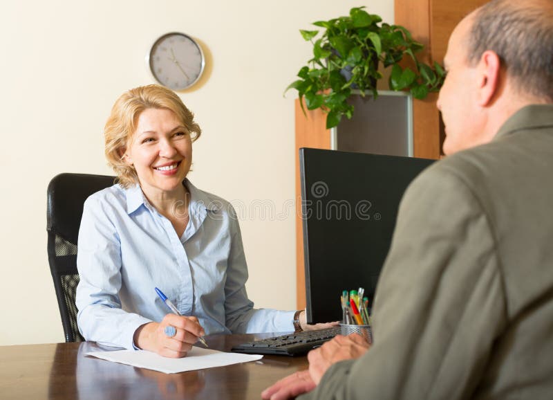 Public Notary with Senior Client Stock Photo Image of lawyer