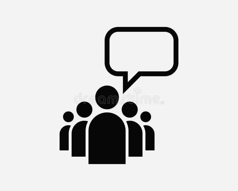 Public Team Opinion Leader Speech Speak Up Advocacy Union Group Protest Request Black and White Icon Sign Symbol Vector Clipart vector illustration