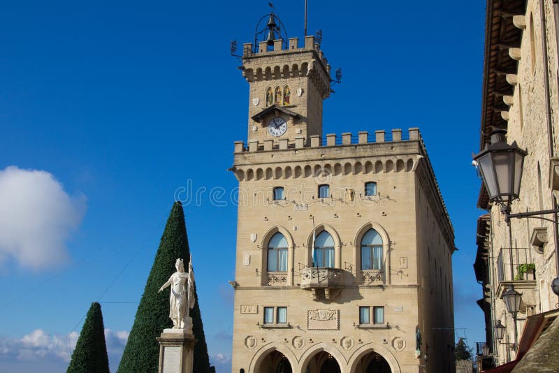 Public Palace and Statue of Liberty in San Marino