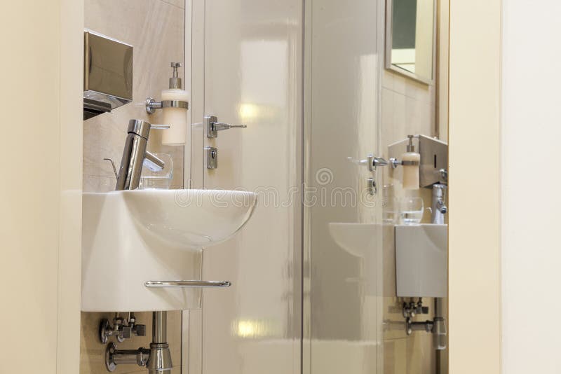 Public restroom in Office stock image. Image of architecture 34623347