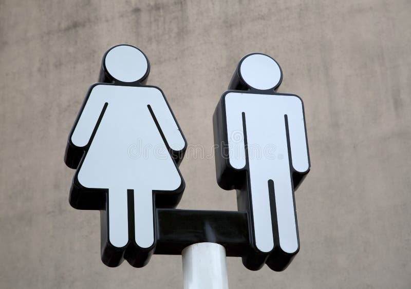 Public restroom sign stock photography