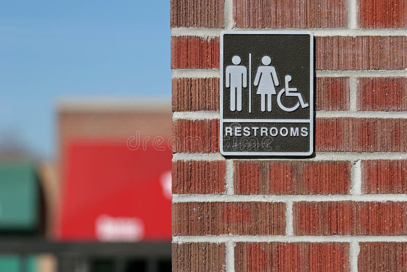 Public restrooms sign stock photos