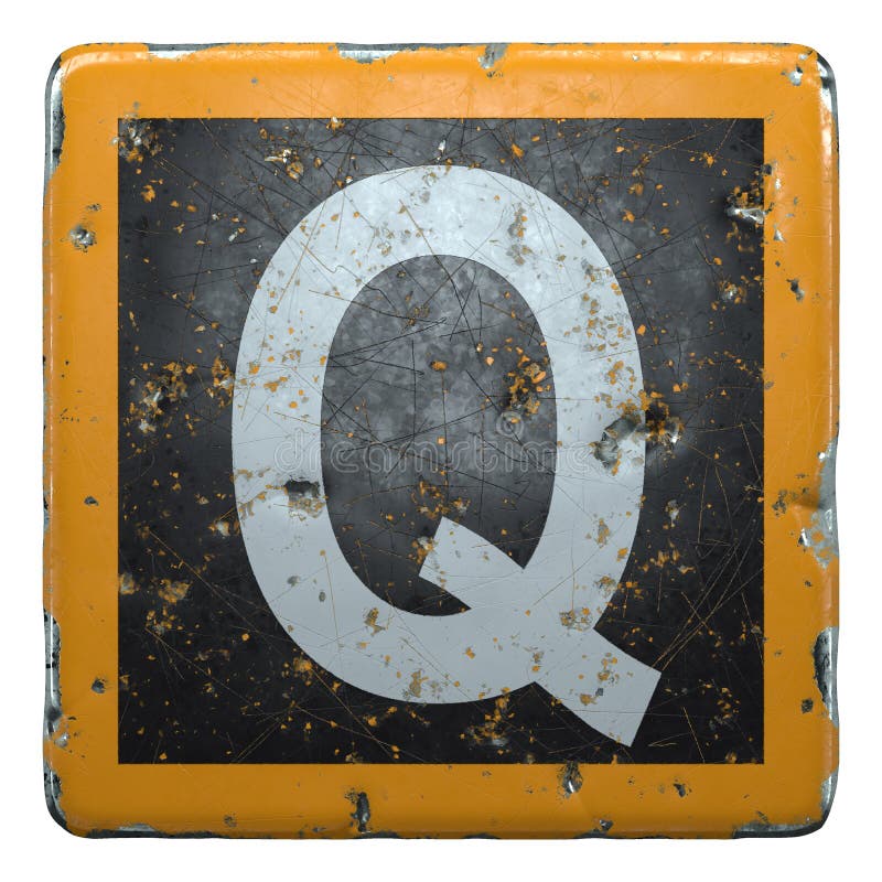 Public Road Sign Orange and Black Color with a White Capital Letter Q ...