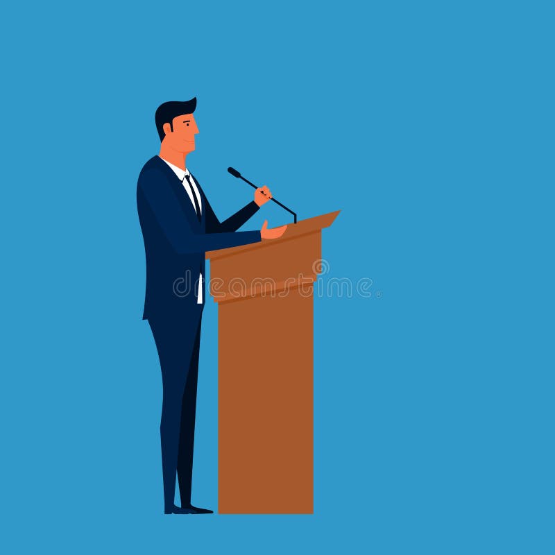 Public Speaker. Businessman Speaking on Podium Giving Public Speech Stock Vector - Illustration of debate, cartoon: 72643061 Public Speaker. Businessman Speaking on Podium Giving Public Speech Stock Vector - Illustration of debate, cartoon: 72643061