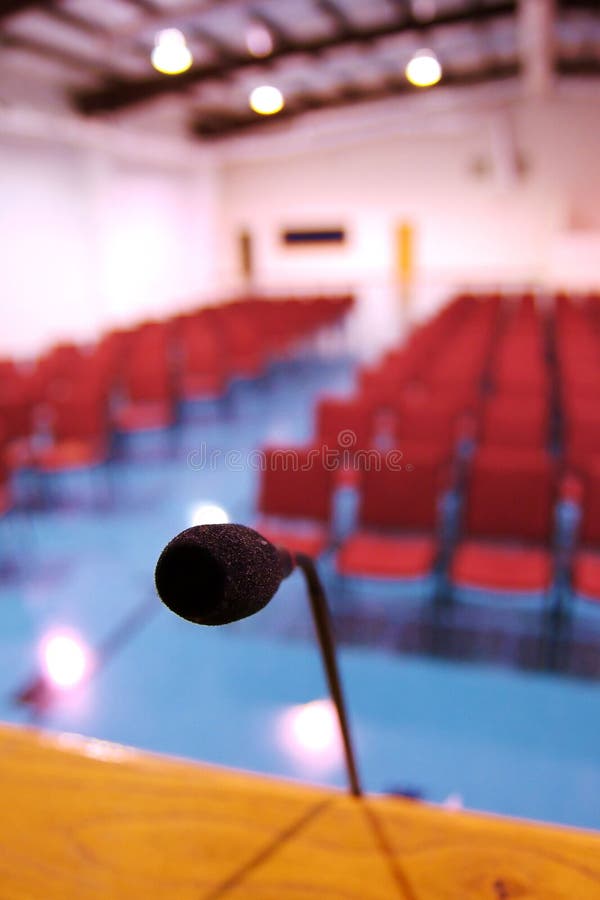 A pulpit microphone in an empty building. A pulpit microphone in an empty building.