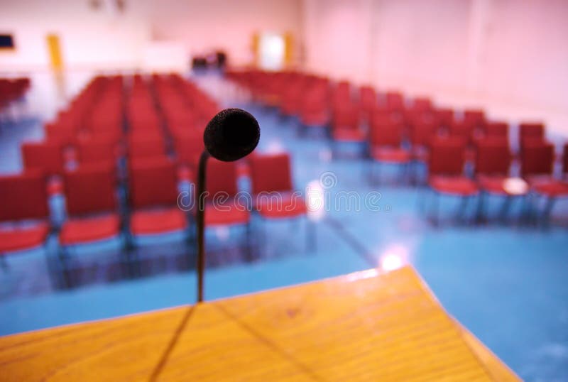 A pulpit microphone in an empty building. A pulpit microphone in an empty building.