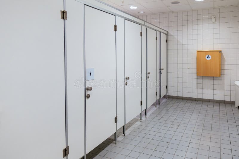 Public Toilet, Restroom, Lavatory Doors, Baby Changing Table Stock