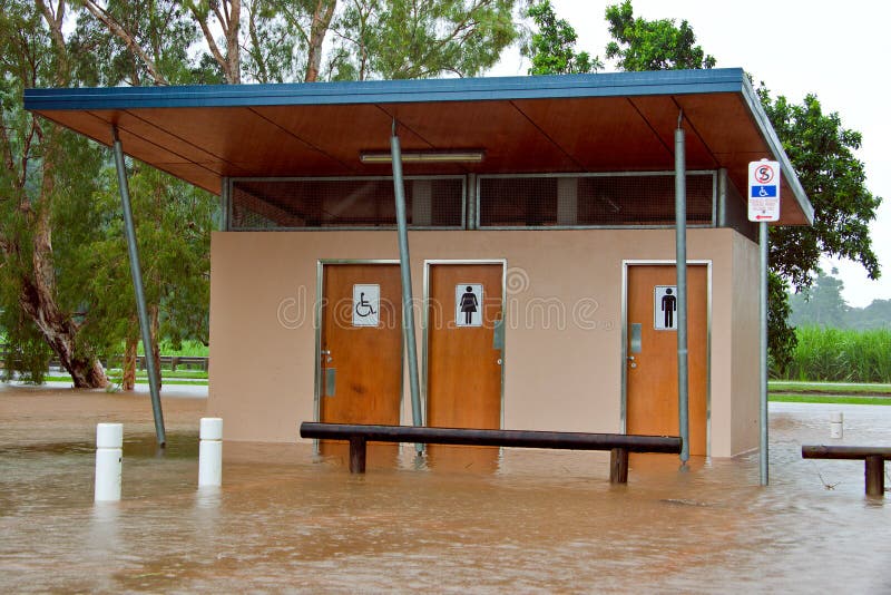 Public Toilets Flooded In Queensland, Australia Stock Photo Image of
