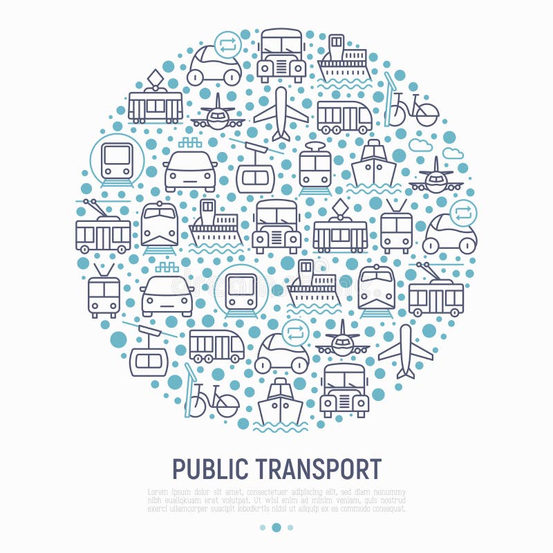 Public transport concept in circle royalty free illustration Public transport concept in circle royalty free illustration