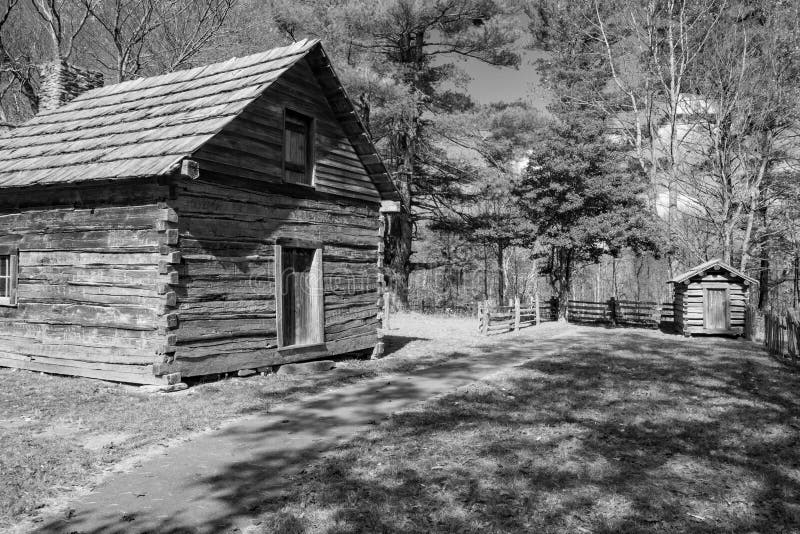 Carroll County, Virginia USA - November 2nd: The Puckett cabin on Groundhog Mountain is a historic site on the Blue Ridge Parkway that stands as a tribute to the legendary midwife Orlean Hawks Puckett, The cabin is located on the Blue Ridge Parkway in the mountains of southwestern Virginia, USA on November 2nd, 2014, Carroll County, Virginia, USA. Carroll County, Virginia USA - November 2nd: The Puckett cabin on Groundhog Mountain is a historic site on the Blue Ridge Parkway that stands as a tribute to the legendary midwife Orlean Hawks Puckett, The cabin is located on the Blue Ridge Parkway in the mountains of southwestern Virginia, USA on November 2nd, 2014, Carroll County, Virginia, USA.