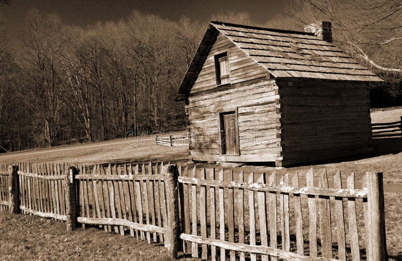 Carroll County, Virginia USA – March 8th: The Puckett cabin on Groundhog Mountain located on the Blue Ridge Parkway in the mountains of southwestern Virginia, USA on November 2nd, 2014, Carroll County, Virginia, USA. Carroll County, Virginia USA – March 8th: The Puckett cabin on Groundhog Mountain located on the Blue Ridge Parkway in the mountains of southwestern Virginia, USA on November 2nd, 2014, Carroll County, Virginia, USA.